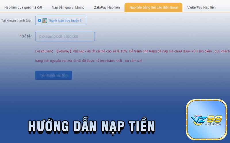 Hướng dẫn nạp tiền
